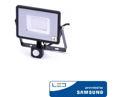 30W LED prožektorius V-TAC, 3000K (šiltai balta), su judesio davikliu, juodu korpusu, SAMSUNG LED chip