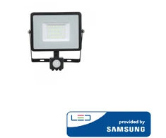 30W LED prožektorius, 4000K, su judesio davikliu, juodu korpusu, SAMSUNG LED chip