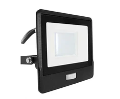 30W LED prožektorius V-TAC, juodu korpusu, 3000K, su judesio davikliu