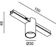 3,5W LED šviestuvas TUB OUT į magnetinę sistemą MINI_LINE 42, juodas, 3000K, dimeriuojamas