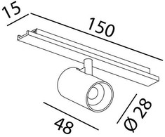3,5W LED šviestuvas TUB XS A į magnetinę sistemą MINI_LINE 42, baltas, 3000K, dimeriuojamas