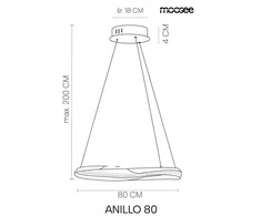 36W LED pakabinamas šviestuvas ANILLO, tamsaus chromo sp., 3000K, 80cm