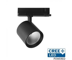 36W LED šviestuvas į 3 fazių bėgelius, juodas, 6400K, CREE LED chip