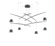 Sieninis šviestuvas Ideal Lux 37W suspended lamp with 6 lights FISH, 3000K, juodas
