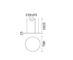 Ideal Lux Pakabinamas šviestuvas Oracle Slim Sp D070 Round 4000K On-Off Bk