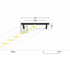 Bikuva.lt 3m LED juostos profilio FIX12, 18mm pločio, neanoduotas aliuminis