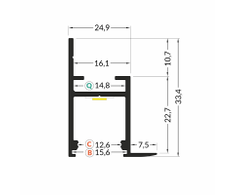 3m LED juostos profilio FRAME14, anoduotas