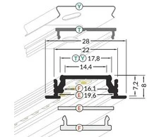 3m LED juostos profilio GROOVE14, anoduotas