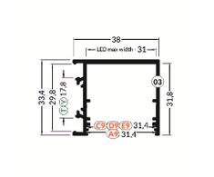 3m LED juostos profilio VARIO30-03, anoduotas, baltas