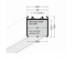 3m LED juostos profilio VARIO30-08, juodas anoduotas