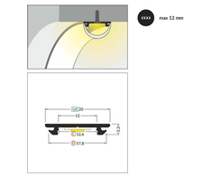 3m LED juostos profilis ARC12 CD/U5, lankstus, baltas
