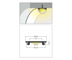 3m LED juostos profilis ARC12 CD/U5, lankstus, juodai dažytas