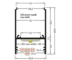 Bikuva.lt 3m LED juostos profilis COMBO30-01, juodas