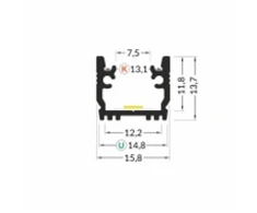 Bikuva.lt 3m LED juostos profilis FLOOR12, anoduotas