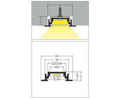 3m LED juostos profilis GROOVE10 BC/UX, neanoduotas aliuminis