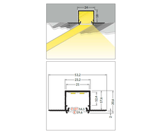 3m LED juostos profilis LINEA-IN20 TRIMLESS EF, neanoduotas aliuminis