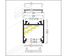 Bikuva.lt 3m LED juostos profilis LINEA20, baltas, anoduotas