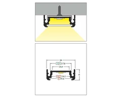 Bikuva.lt 3m LED juostos profilis SURFACE14 EF/TY, baltai dažytas