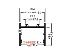 Bikuvalt LED juostos profilis VARIO30-02, baltas, 3m