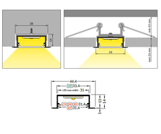 3m LED juostos profilis VARIO30-06 ACDE-9/U9, neanoduotas aliuminis
