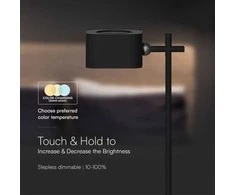 V-tac 3W LED įkraunamas stalo šviestuvas, juodas, 3000-6000K, dimeriuojamas