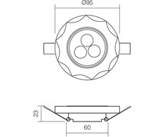 3W LED įleidžiamas šviestuvas CR 34 LED, chromo sp., 4000K