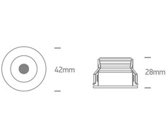3W LED įleidžiamas šviestuvas, juodas, 3000K, 40°, dimeriuojamas, 10103C/B/W