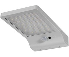 3W LED sieninis lauko šviestuvas DOOR, sidabro sp., 4000K, su saulės baterija ir judesio davikliu, IP44