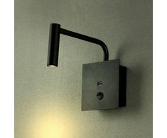 V-tac 3W LED sieninis šviestuvas, juodas, su USB, 3000K