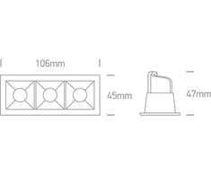 3x2W LED įleidžiamas šviestuvas, juodas, 3000K, 50302B/B/W