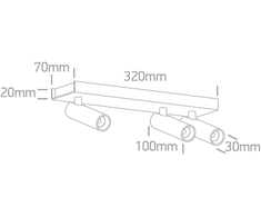 3x5W LED lubinis šviestuvas, juodas, 3000K, pakreipiamas, 65004C/B/W