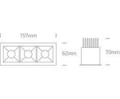 3x6,5W LED įleidžiamas šviestuvas, baltas, 3000K, 50307B/W/W