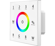 4 zonų, RGBW LED juostų valdiklis OPTONICA, DMX512, RF 2.4GHz. Nuotolinio valdymo atstumas iki 30m