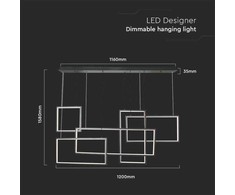 V-tac 45W LED pakabinamas šviestuvas, juodas, 3000K, dimeriuojamas