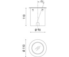 4,6/6,7/10,5W įleidžiamas į žemę lauko šviestuvas DARK M, juodas, 2700K, IP67, asimetrinis