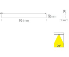 48W LED linijinis bėgelio šviestuvas, baltas, 3000/4200/6500K, 65028CT/W/V