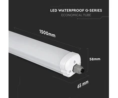 Lubinis šviestuvas V-tac 48W LED linijinis paviršinis šviestuvas, 150cm, baltas, 6500K, IP65