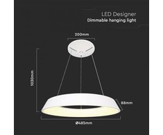 V-tac 48W LED pakabinamas šviestuvas, baltas, 4000K, dimeriuojamas