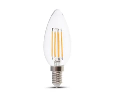 V-tac 4W LED filamentinė lemputė, E14, žvakės formos, 4000K