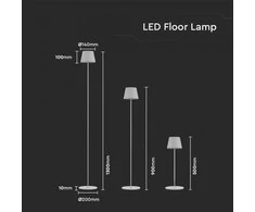 V-tac 4W LED įkraunamas reguliuojamo aukščio šviestuvas, baltas, 3000K, dimeriuojamas, IP54