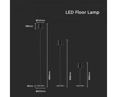 V-tac 4W LED įkraunamas reguliuojamo aukščio šviestuvas, juodas, 3000K, dimeriuojamas, IP54
