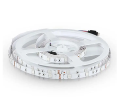 4W/m LED juosta, 12V, 30LED/m, RGB, 5 metrų ritė, su valdikliu ir maitinimo šaltiniu