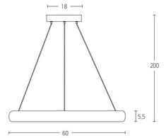 50W LED pakabinamas šviestuvas, juodas, 3000K, dimeriuojamas, 2052