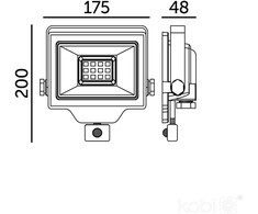 50W LED prožektorius su judesio davikliu DELYO MHNC, juodas, 6000K, IP54