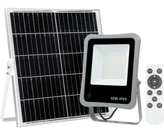 50W LED prožektorius su saulės baterija BARES, pilkas, 4000K