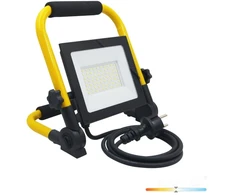 50W LED prožektorius su stovu TIGRA, juodos/geltonos sp., 4000K, IP54