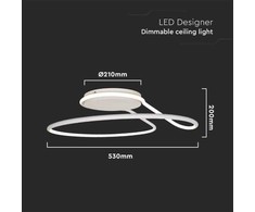 Lubinis šviestuvas V-tac 54W LED paviršinis šviestuvas, baltas, 4000K, dimeriuojamas