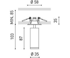 5,5W LED įleidžiamo montavimo šviestuvas FIT RECESSED MEDIUM, baltas, 2700K, 29°, DALI