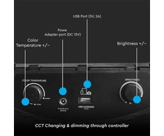 V-tac 55W LED šviečiantis žiedas, juodas, 3200K-5800K, su 3 telefonų laikikliais ir nuotolinio valdymo funkcija