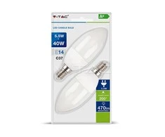 Bikuva.lt 5,5W LED lemputė, E14, žvakės formos, 2700K, 2vnt pakuotėje